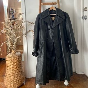 Leather Trench Jacket / 90s / Vintage